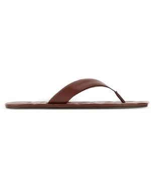 JW Anderson Leaf Quilted Flip-Flops - Brown