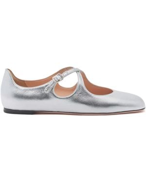 Bally Strap Leather Ballet Flats - White