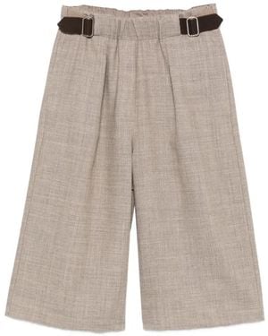 Alysi Belted Pleated Shorts - Gray