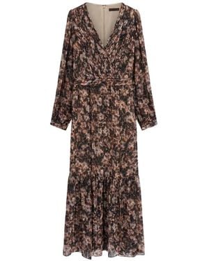 Guess Floral Long Dress - Brown