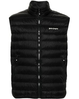 Palm Angels Adjustable Full Zip Down Vest - Black
