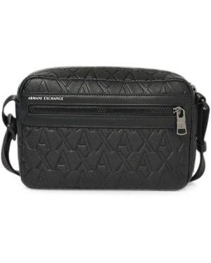 ARMANI EXCHANGE Logo-Embossed Messenger Bag - Black