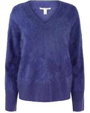 Autumn Cashmere Brushed V-Neck Jumper - Blue