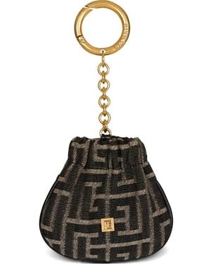 Balmain Schlüsselanhänger Aus Monogramm-Jacquard - Schwarz