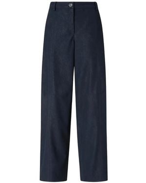 Pinko Straight-Fit Nubuck-Leather-Effect Pants - Blue