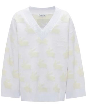 JW Anderson Jersey Con Conejo Estampado - Blanco