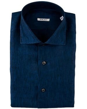 Fray Spread-Collar Button-Up Shirt - Blue