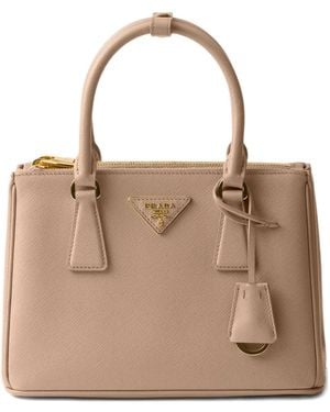 Prada Small Galleria Saffiano-Leather Tote Bag - Natural