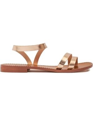 SOMMET Metallic Leather Ankle-Strap Sandals - Brown