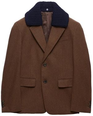 Prada Single-Breasted Wool Jacket - Brown