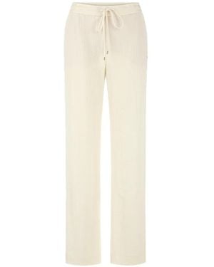 Marc Cain Washington Drawstring Textured Trousers - White