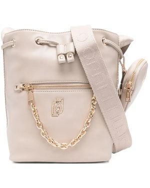 Liu Jo Chain-Detail Drawstring Bucket Bag - Natural