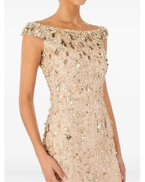 Jenny Packham Jessie Sequin-Embellished Off-Shoulder Maxi Dress - Natural