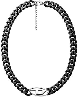 DIESEL Logo-Charm Chain Necklace - Black