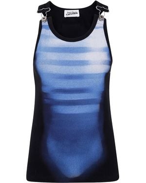 Jean Paul Gaultier Ribbed Tank Top With Overall Clip For - Blue