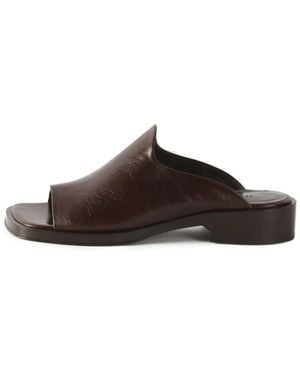 Rejina Pyo Leather Flat Mules - Brown