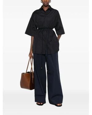 Max Mara Rope-Belt Short-Sleeve Shirt - Blue