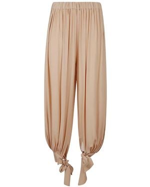 ANDAMANE Noor Tie-Fastening Gathered Trousers - Natural
