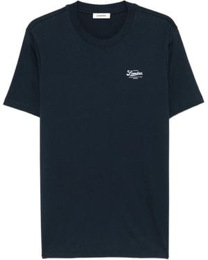 Sandro Logo-Print Crew-Neck T-Shirt - Blue