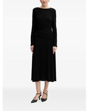 Joseph Ribkoff Long-Sleeve Gathered Midi Dress - Black