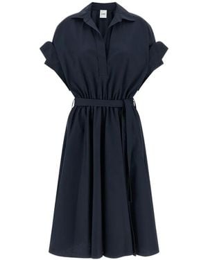 Nude Robe-Chemise Mi-Longue À Taille Élastiquée - Blue
