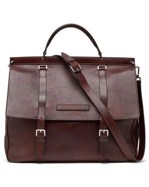Brunello Cucinelli Buckle-Fastened Leather Tote Bag - Brown