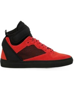 Balenciaga Panelled Touch-Strap Trainers - Red