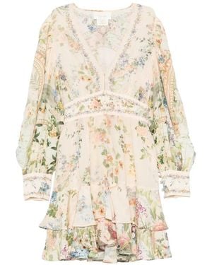 CAMILLA Floral-Print Tiered Mini Dress - White