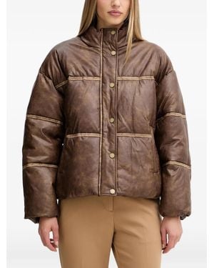 Guess Stitched Puffer Jacket - Brown