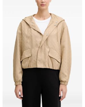 Guess Hooded Jacquard Jacket - Natural