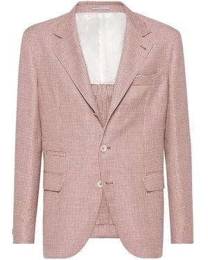 Brunello Cucinelli Houndstooth-Pattern Blazer - Pink