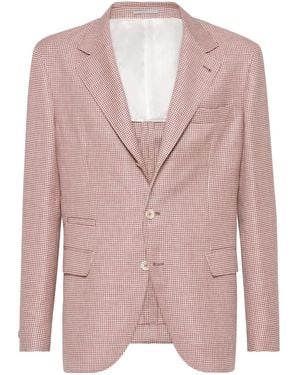 Brunello Cucinelli Houndstooth-Pattern Blazer - Pink