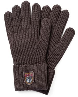 Parajumpers Noez Logo-Patch Knitted Gloves - Brown
