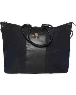 Hannes Roether Kuriertasche mit Ledereinsätzen - Schwarz