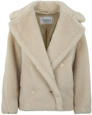Max Mara Teddy Double-Breasted Biker Jacket - Natural