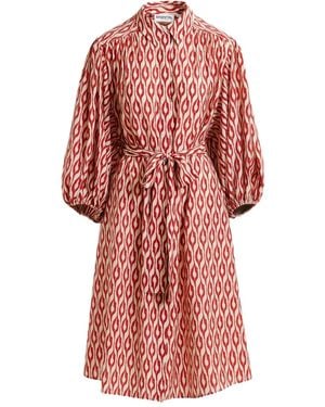 Essentiel Antwerp Robe Ceinturée Lhilton À Imprimé Abstrait - Rouge