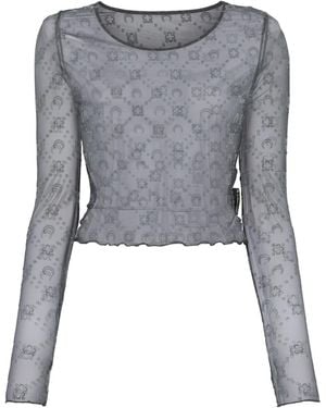 Marine Serre Moonogram Mesh Top - Grey