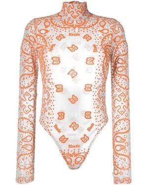 Rhude Bandana-Embroidered Bodysuit - Pink