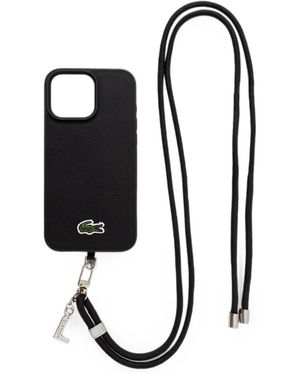 Lacoste Logo-Patch Lanyard Iphone 16 Case - Black
