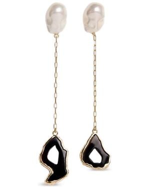 Erdem Pearl-Detail Stone-Drop Earrings - White
