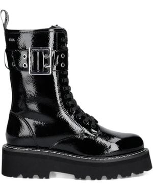 KARL LAGERFELD Buckle-Detail Lace-Up Combat Boots - Black