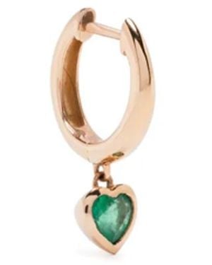 SHAY 18K Heart Emerald Single Huggie - White