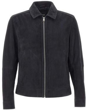 BOSS Suede Zip-Up Jacket - Blue