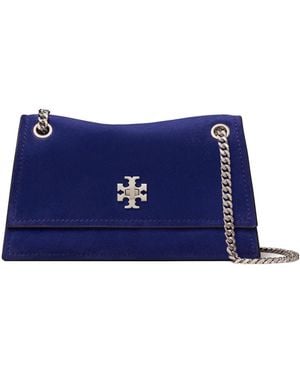 Tory Burch Mini Kira Turnlock Suede Shoulder Bag - Blue
