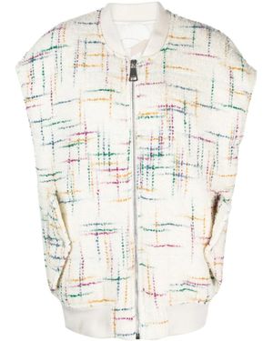 Khrisjoy Oversized Tweed Bomber Jacket - White