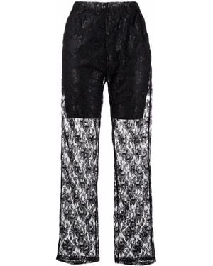 Philosophy Di Lorenzo Serafini Floral Lace-Overlay Trousers - Black