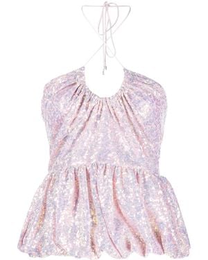 ROTATE BIRGER CHRISTENSEN スパンコール ホルターネックトップ - ピンク