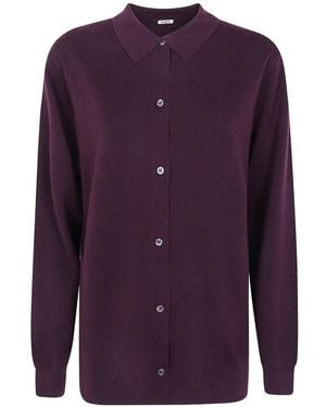 Aspesi Button-Up Wool Cardigan - Purple