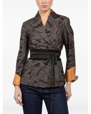 Ibrigu Floral Belt Jacket - Black