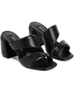 Sergio Rossi Sr Spongy Quilted Leather Sandals - Black